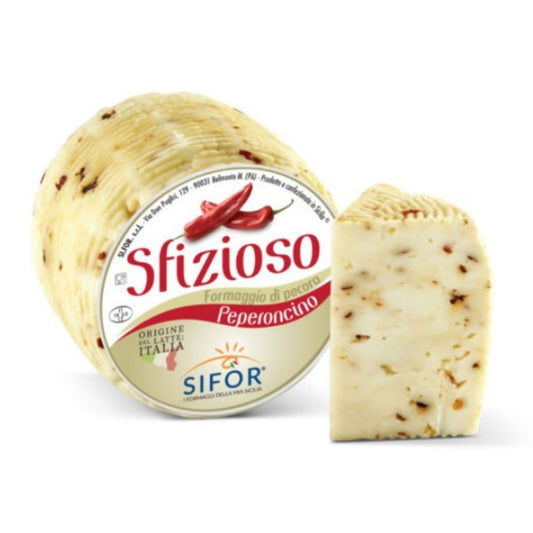 Sifor Pecorino Sfizioso Peperoncino – Fresh Sheep's Milk Cheese with Chili Pepper (1 lb Wheel)