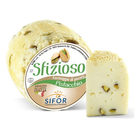 Sifor Pecorino Sfizioso Pistacchio – Fresh Sheep's Milk Cheese with Pistachios (1 lb Wheel)