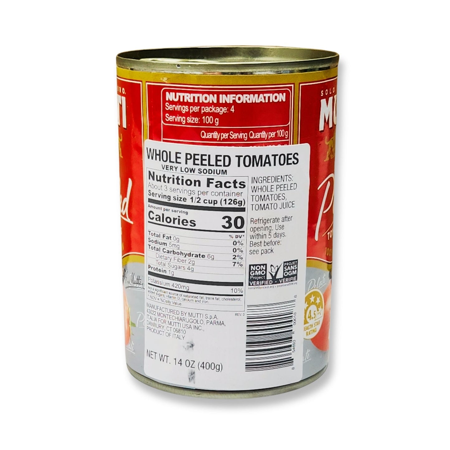 Mutti Italian Whole Peeled Tomatoes 14oz