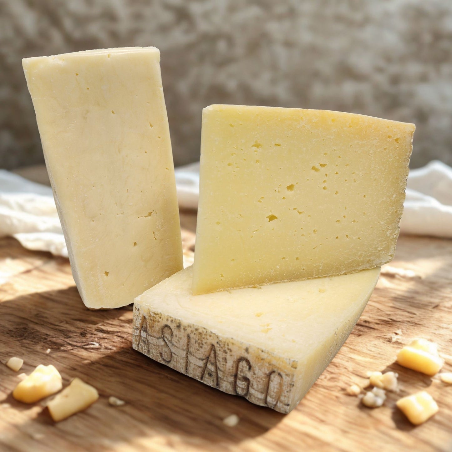 Italian Asiago Cheese Sampler - Monti Trentini Asiago Fresco DOP, Stagionato DOP & Vecchio DOP (3 × 7oz Wedges)