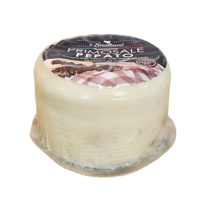 Italian Pecorino Primosale Pepato Aged Sheep Milk Cheese with Whole Black Peppercorns