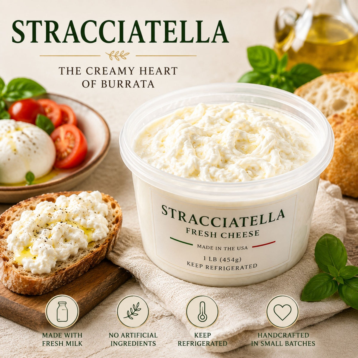 Olio&Olive Fresh Stracciatella 1lb