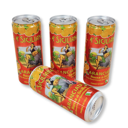 A Siciliana Aranciata – Sicilian Blood Orange Sparkling Beverage | 11.15 fl oz (330ml) - 4 Pack